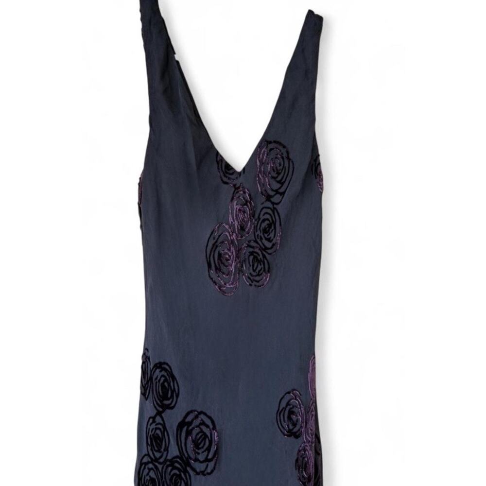 Vintage 90s Jones New York Black Silk Blend Dress Purple Floral Sz 8 Whimsygoth - Picture 3 of 5
